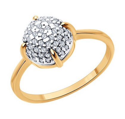 Inel din argint placat cu aur cu fianite