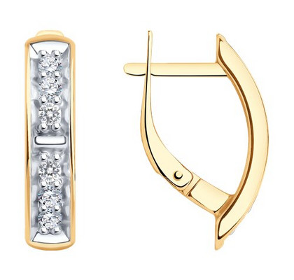 Cercei din argint placat cu aur cu fianite