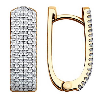 Cercei din argint placat cu aur cu fianite