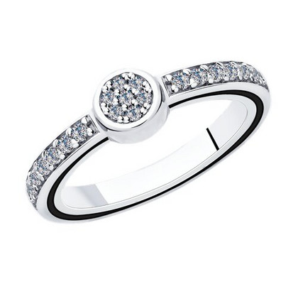 Inel din argint cu fianite și email