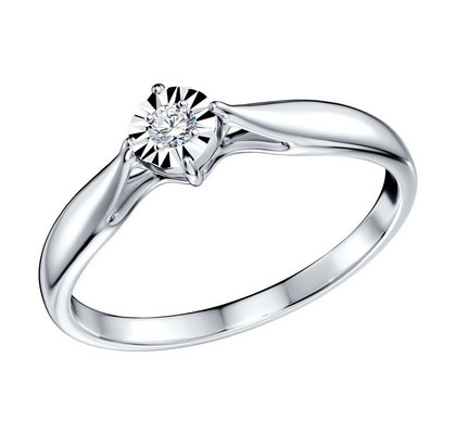 Inel de logodnă din aur alb cu diamant