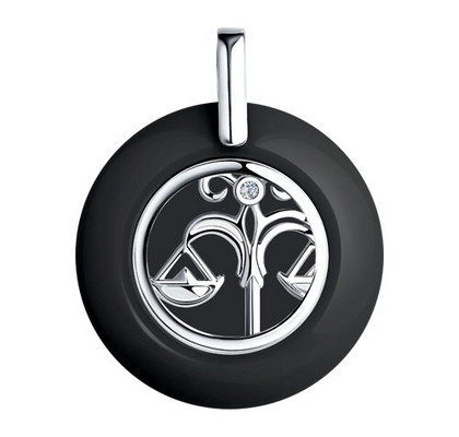 Pandantiv din argint cu inserție ceramică și fianit