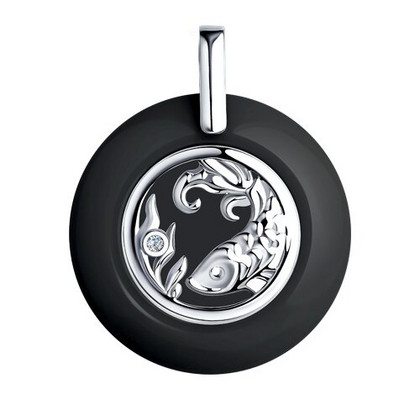 Pandantiv din argint cu inserție ceramică și fianit