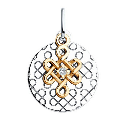 Pandantiv din argint placat cu aur cu fianit