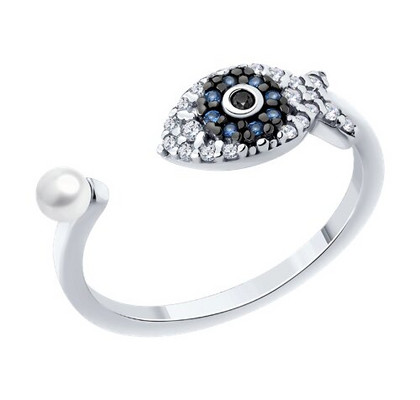 Inel din argint cu perle și fianite