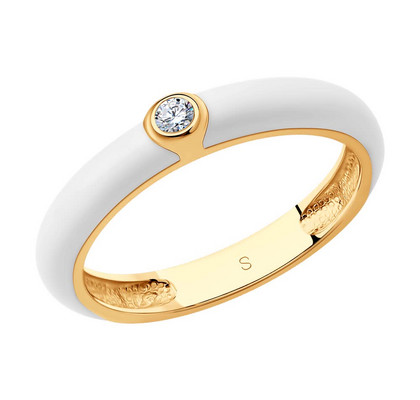 Inel din argint aurit cu zirconiu cubic și email