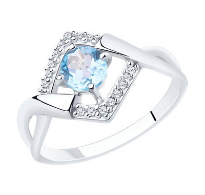 Inel din argint cu topaz și fianite
