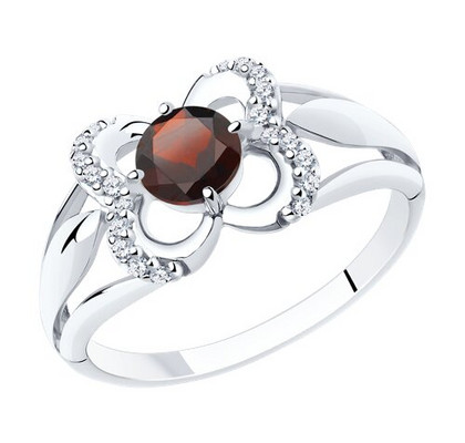 Inel din argint cu granat și fianite