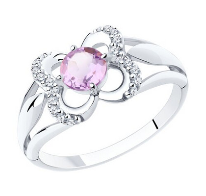 Inel din argint cu ametist și fianite