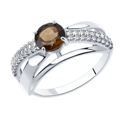 Inel din argint cu rauchtopaz și fianite