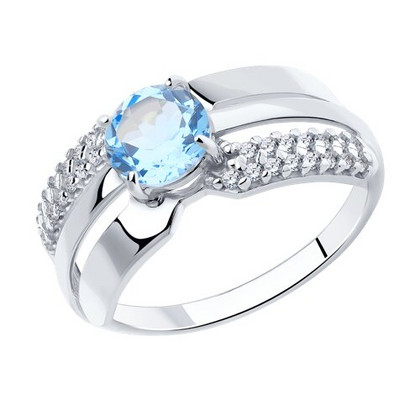 Inel din argint cu topaz și fianite