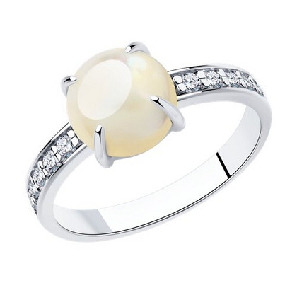 Inel din argint cu sidef și fianite