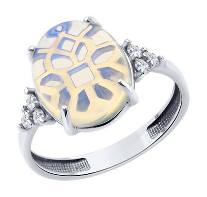 Inel din argint cu opalit și fianite