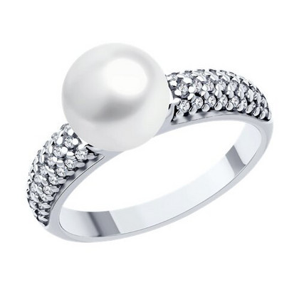 Inel din argint cu perle și fianite