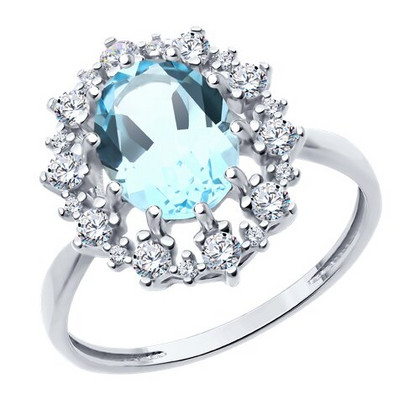 Inel din argint cu topaz și fianite