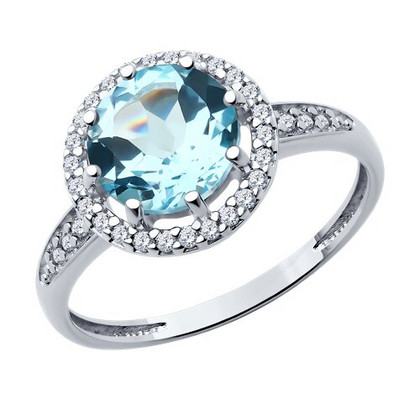 Inel din argint cu topaz și fianite