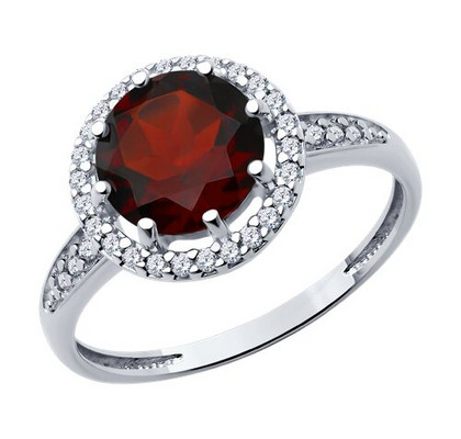 Inel din argint cu granat și fianite