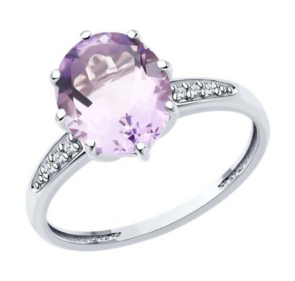Inel din argint cu ametist și fianite