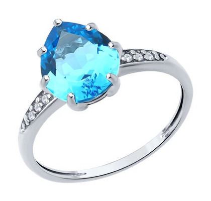 Кольцо из серебра с топазом и фианитами