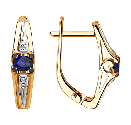 Cercei din aur cu diamante și safire
