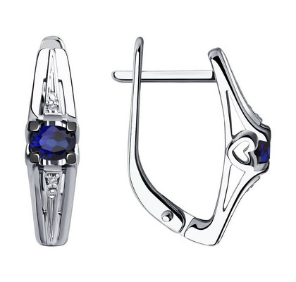 Cercei din aur alb cu diamante și safire