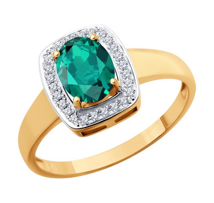 Inel din aur cu diamante și smarald