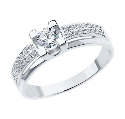 Inel din aur alb cu zirconiu