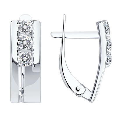 Cercei din aur alb cu zirconiu