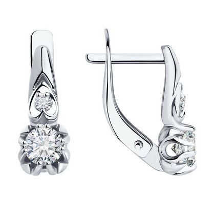 Cercei din aur alb cu zirconiu