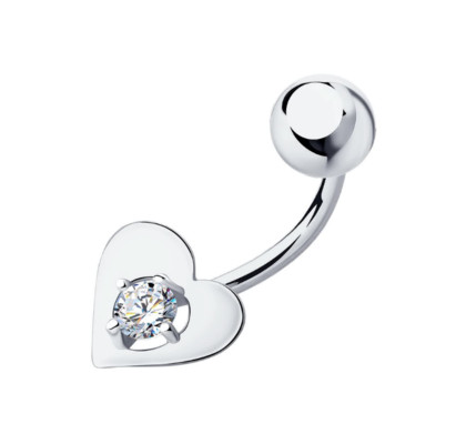 Piercing din aur alb cu zirconiu cubic