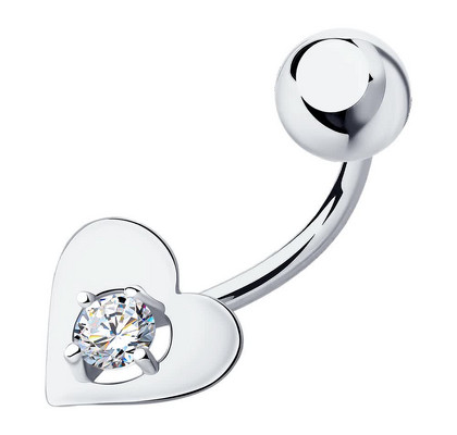 Piercing din aur alb cu zirconiu cubic