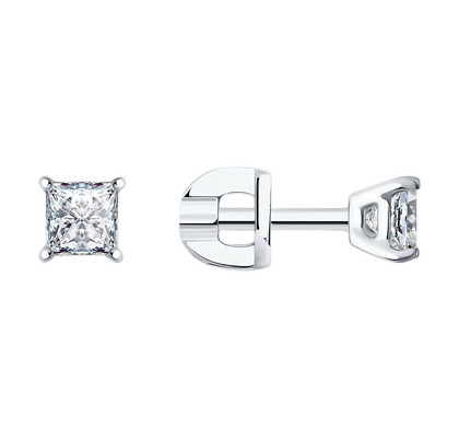 Cercei din aur alb cu diamante cultivate