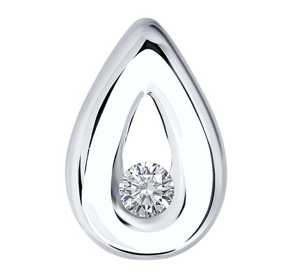 Pandantiv din aur alb cu diamant cultivat