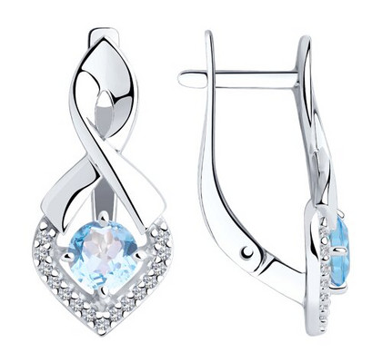 Cercei din argint cu topaze și fianite