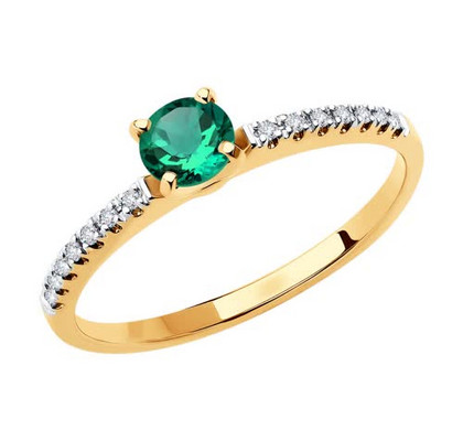 Inel din aur cu diamante și smarald