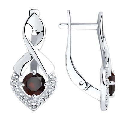 Cercei din argint cu granate și fianite