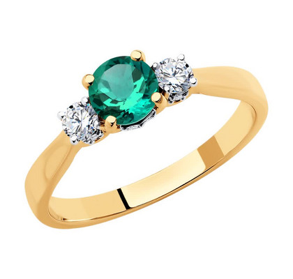 Inel din aur cu diamante și smarald