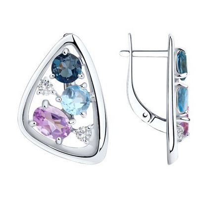 Cercei din argint cu mix de pietre