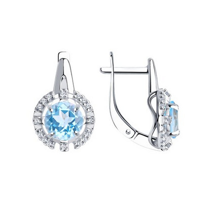 Cercei din argint cu topaze și fianite