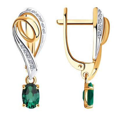 Cercei din aur cu diamante și smaralde