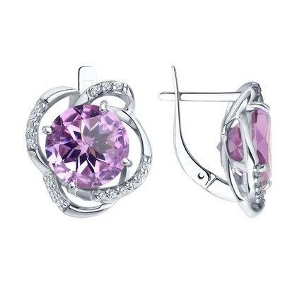 Cercei din argint cu ametiste și fianite