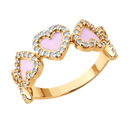 Inel din argint aurit cu zirconiu cubic și email