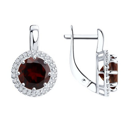 Cercei din argint cu granate și fianite