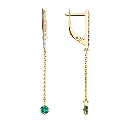 Cercei din aur cu diamante și smaralde
