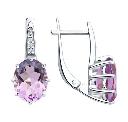 Cercei din argint cu ametiste și fianite