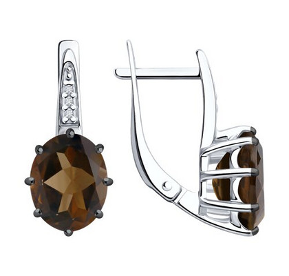 Cercei din argint cu rauchtopaz și fianite