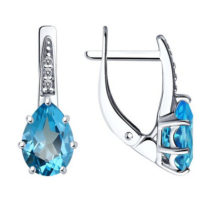 Cercei din argint cu topaze și fianite