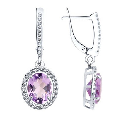 Cercei din argint cu ametiste și fianite