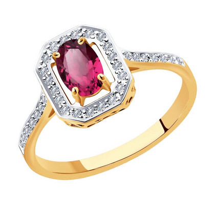 Inel din aur cu diamante și rubin