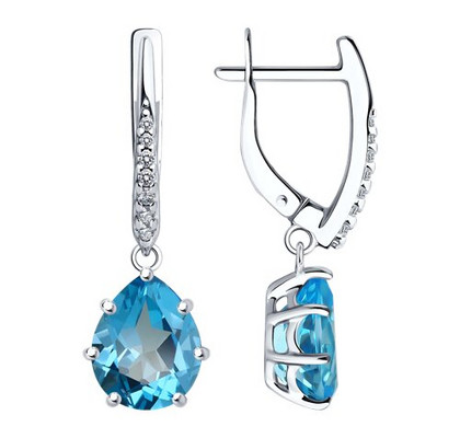 Cercei din argint cu topaze și fianite